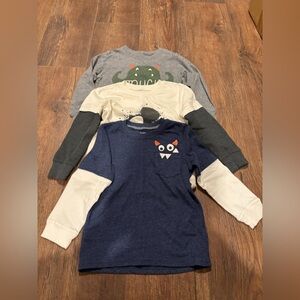 Kids Long Sleeve Graphic Tees - Blue, Gray, Cream